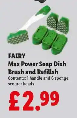 Lidl FAIRY Max Power Soap Dish Brush and Refillsh offer