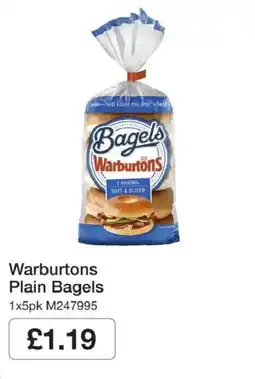Booker Wholesale Warburtons plain bagels offer