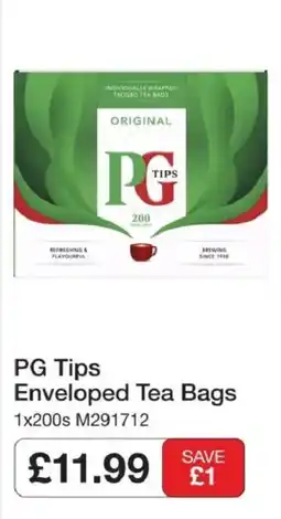 Booker Wholesale Pg tips enveloped tea bags offer