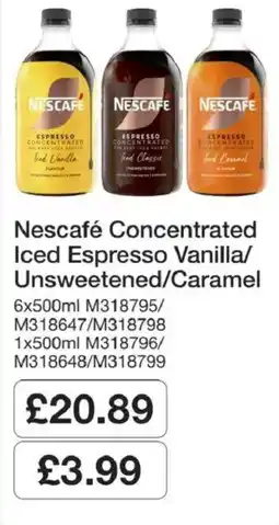 Booker Wholesale Nescafe iced espresso offer