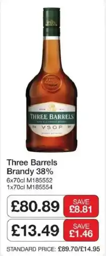 Booker Wholesale Three Barrels Brandy offer
