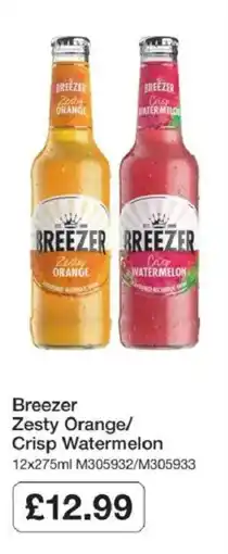 Booker Wholesale Breezer zesty orange/crisp watermelon offer