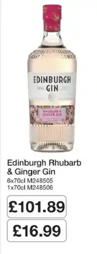 Booker Wholesale Edinburgh rhubarb & ginger gin offer
