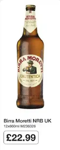 Booker Wholesale Birra Moretti nrb uk offer