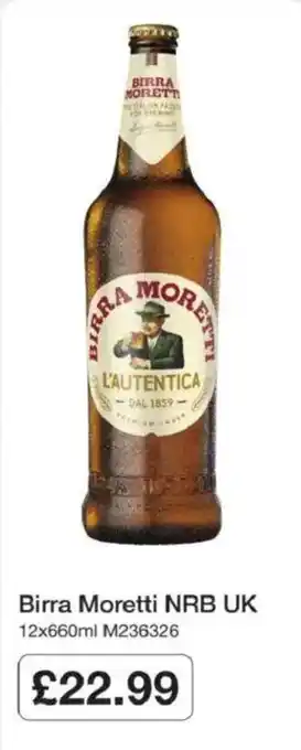 Booker Wholesale Birra Moretti nrb uk offer