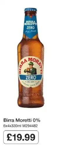 Booker Wholesale Birra Moretti 0% offer