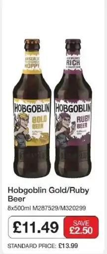 Booker Wholesale Hobgoblin gold/ruby beer offer