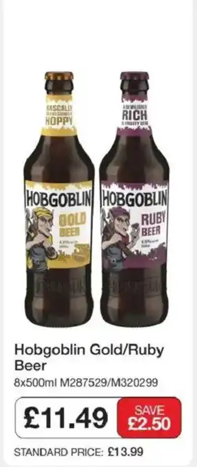 Booker Wholesale Hobgoblin gold/ruby beer offer