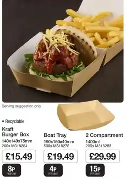 Booker Wholesale Kraft burger box offer