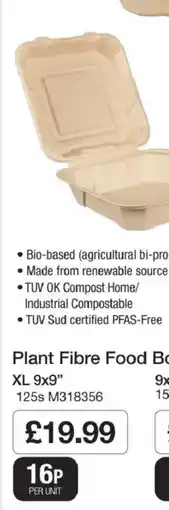 Booker Wholesale Plant Fibre Food Box offer
