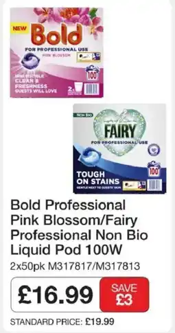 Booker Wholesale Bold Professional Pink Blossom/Fairy Professional Non Bio Liquid Pod offer
