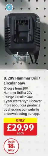 Aldi 20v hammer drill/ circular saw offer