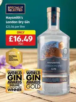 Aldi Haysmith's London Dry Gin offer