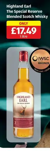 Aldi Highland Earl The Special Reserve Blended Scotch Whisky offer