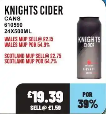 Bestway Knights cider offer