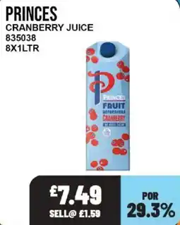 Bestway Princes cranberry juice offer