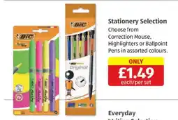 Aldi Bic stationery selection offer