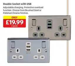 Aldi Double Socket with USB offer