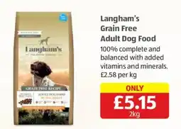 Aldi Langham's grain free adult dog food offer