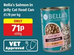 Aldi Bella's salmon in jelly cat food can offer
