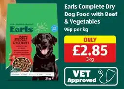 Aldi Earls complete dry dog food with beef & vegetables offer
