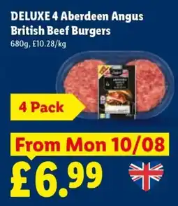 Lidl Deluxe aberdeen angus british beef burgers offer