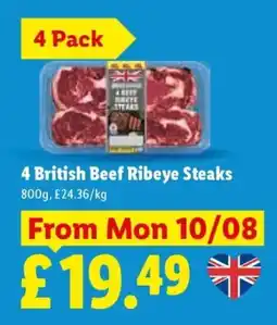 Lidl British Beef Ribeye Steaks offer