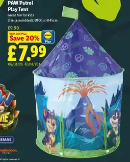 Lidl Paw Patrol Play Tent offer