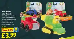 Lidl Paw Patrol Mini Vehicles offer