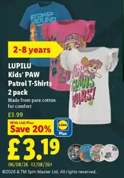 Lidl Lupilu Kids' Paw Patrol T-Shirts offer