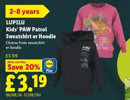 Lidl Lupilu Kids' Paw Patrol Sweatshirt or Hoodie offer