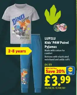 Lidl Lupilu Kids' Paw Patrol Pyjamas offer
