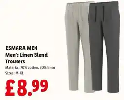 Lidl Esmara Men Men's Linen Blend Trousers offer