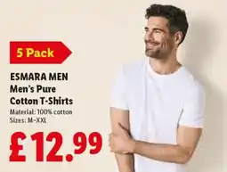 Lidl Esmara Men Men's Pure Cotton T-Shirts offer