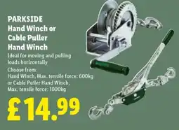 Lidl Parkside hand winch or cable puller hand winch offer