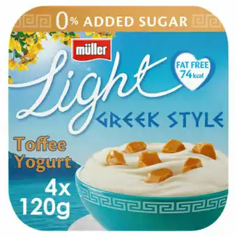 Asda Muller Light Fat Free Greek Style Smooth Toffee Yogurts offer