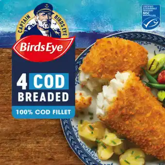 Asda Birds Eye 4 Breaded Cod Large Fillets offer