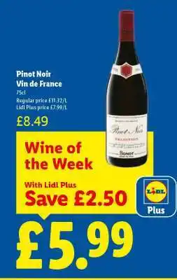 Lidl Pinot Noir Vin de France offer
