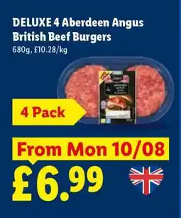 Lidl DELUXE 4 Aberdeen Angus British Beef Burgers offer