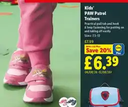 Lidl Kids’ PAW Patrol Trainers offer