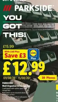 Lidl PARKSIDE Wall Organiser & Storage Set offer