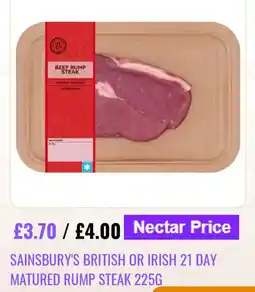 Sainsbury's Sainsbury's british or irish 21 day matured rump steak offer