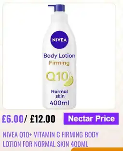 Sainsbury's Nivea q10+ vitamin c firming body lotion for normal skin offer