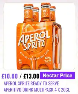 Sainsbury's Aperol spritz ready to serve aperitivo drink multipack offer