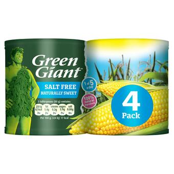 Sainsbury's Green Giant Salt Free Sweet Corn 4x198g (4x165g*) offer