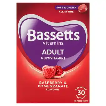 Sainsbury's Bassetts Vitamins Multivitamins Raspberry & Pomegranate Flavour One A Day Adult Soft & Chewies x30 offer