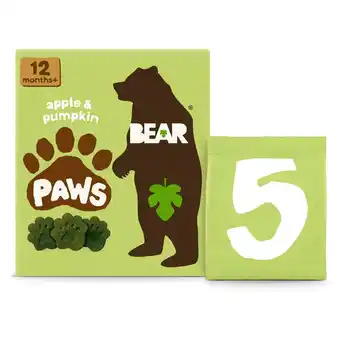 Sainsbury's BEAR PAWS Fruit & Veg Shapes Apple & Pumpkin Multipack x5 20g offer
