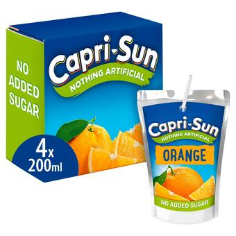 Sainsbury's Capri Sun No Added Sugar Orange 4x200ml offer