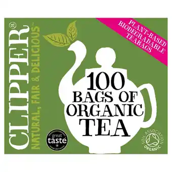 Sainsbury's Clipper Everyday Organic Tea x100 Unbleached Bags 312g offer