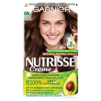 Sainsbury's Garnier Nutrisse 6N Nude Light Brown Permanent Hair Dye offer